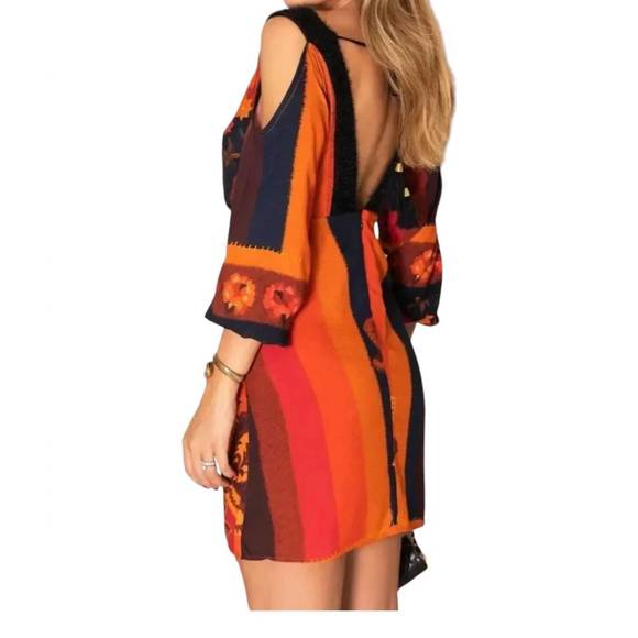 NEW ARTECOR love birds mini dress in orange multi - Picture 2 of 3
